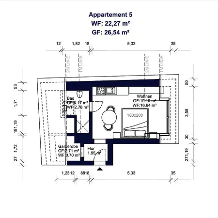 Apartment 1-2 Personen - Parkplatz - Fahrradgarage - Zentrum - Kueche - Wlan - Klima *